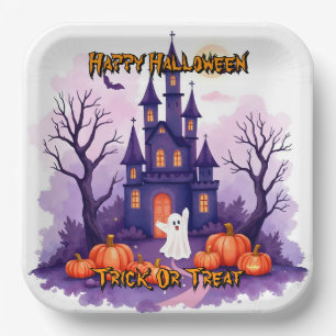 Schattige Populaire Halloween Griezeld Collectie Papieren Bordje