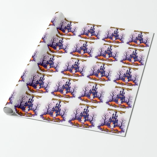 Schattige Populaire Halloween Griezeldossier Cadeaupapier (Uitgerold)
