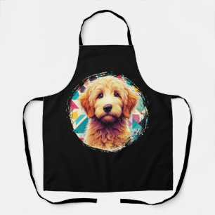 Schattige Portret Goldendoodle Dog op Golden Doodl Schort