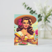 Schattige  Portretolie Schilderij Pin-up Briefkaart (Staand voorkant)