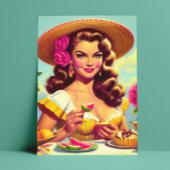 Schattige  Portretolie Schilderij Pin-up Briefkaart