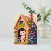 Schattige Posing Kitty Cat Illustratie Briefkaart (Staand voorkant)