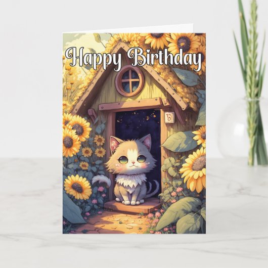 Schattige Posing Kitty Cat Illustratie Kaart (Voorkant)
