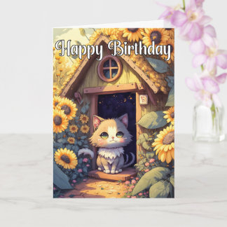 Schattige Posing Kitty Cat Illustratie Kaart
