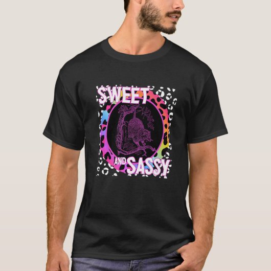 Schattige Possum 90s Nostalgia Rainbow Leopard Pri T-shirt (Voorkant)