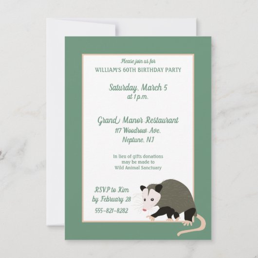 Schattige Possum Illustratie Custom Verjaardagsfee Kaart (Achterkant)