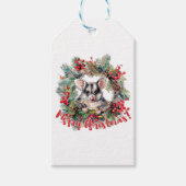 Schattige possum in bessen. vrolijk kerstfeest cadeaulabel (Voorkant)