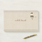 Schattige Post het in stijl met gouden vogellinnen Post-it® Notes (Op bureau)