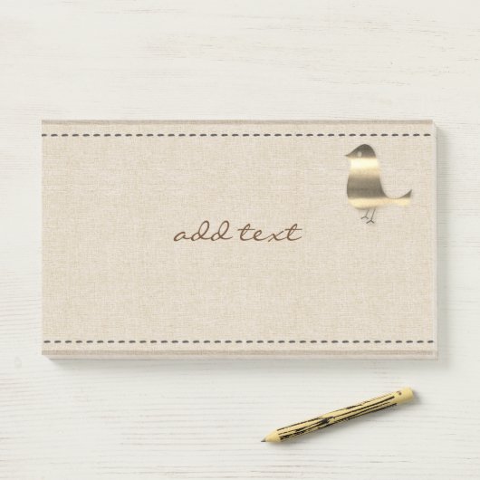 Schattige Post het in stijl met gouden vogellinnen Post-it® Notes (Op bureau)