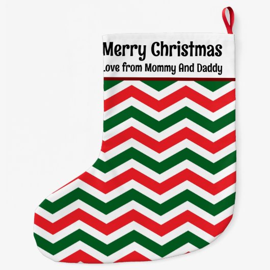 Schattige Potato Chevron Pattern Custom Bericht Grote Kerstsok (Achterkant)