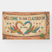 Schattige Potlood Hart Welkom Banner | Helder Klas (Horizontaal)