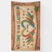 Schattige Potlood Hart Welkom Banner | Helder Klas (Verticaal)