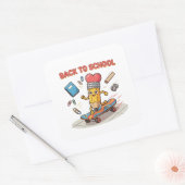 Schattige potloodschaatser terug naar school Vierkante Sticker (Envelop)
