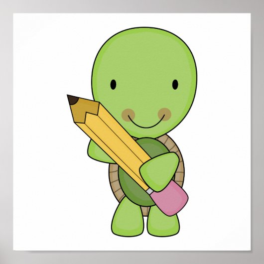 schattige potloodschildpad poster (Voorkant)