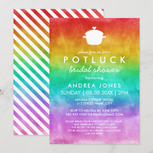 Schattige Potluck Lesbische Bruiloft   Regenboog O Kaart