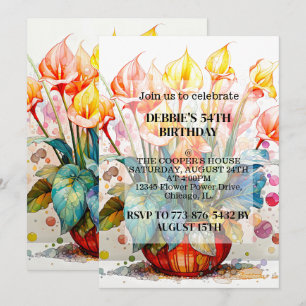 Schattige Potten Flowers Verjaardagsfeestuitnodigi Kaart