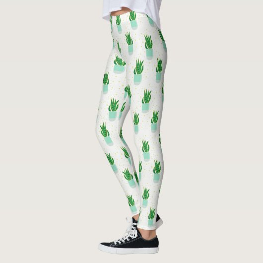Schattige potten Snake Plant Pattern Leggings (Links)