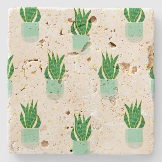 Schattige potten Snake Plant Pattern Stenen Onderzetter (Voorkant)