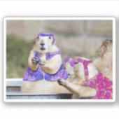 Schattige Prairie Dog Hippies Sticker (Voorkant)