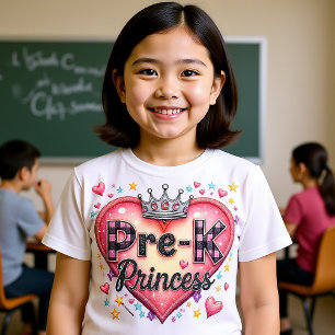 Schattige Pre-K Prinsessen Kroon Hart T-shirt