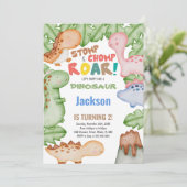 Schattige Prehistorisch Feestthema voor Meisjes &  Kaart (Staand voorkant)