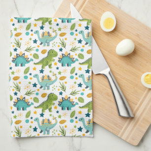 Schattige Prehistorisch Jura-dinosauruspatroon Theedoek