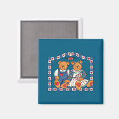 Schattige Preppy 90s Frame Teddybeer Magneet (Voorkant / Achterkant)