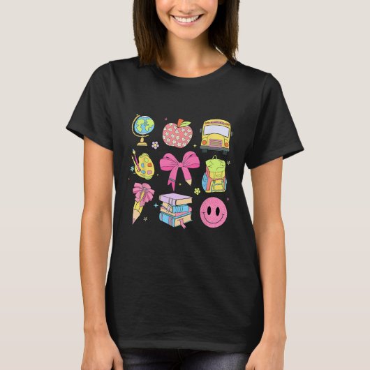 Schattige Preppy Ck Naar School Coquette Potlood B T-shirt (Voorkant)
