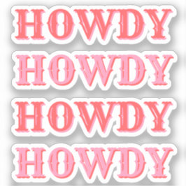 Schattige Preppy Girly Howdy Roze Sticker