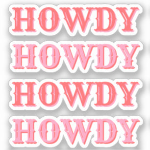 Schattige Preppy Girly Howdy Roze Sticker