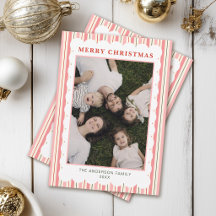 Schattige Preppy Roze Gestreepte Familie Foto Kers