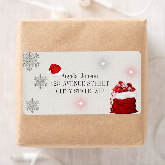 Schattige presenta, glittery, Santa Hat Etiket (Insitu)
