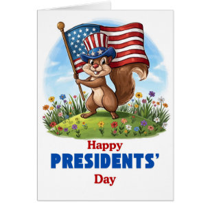Schattige Presidents' Day eekhoorn met vlag