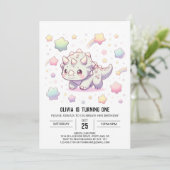 Schattige Pret Dinosaurus 1e Verjaardag Kaart (Staand voorkant)