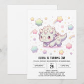 Schattige Pret Dinosaurus 1e Verjaardag Kaart (Voorkant / Achterkant)