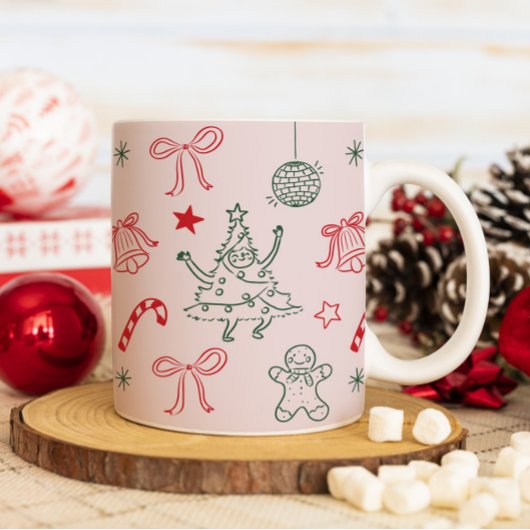 Schattige pret Doodles Kerstvakantie Koffiemok