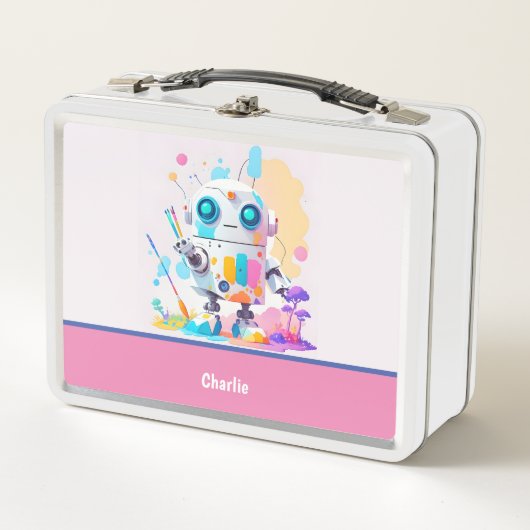Schattige Pret Rommelige Robot Schilderij Spatten (Voorkant)