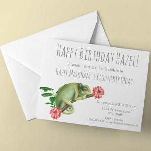 Schattige Pretty Kameleon Bloemachtige 8e Kinderve Kaart