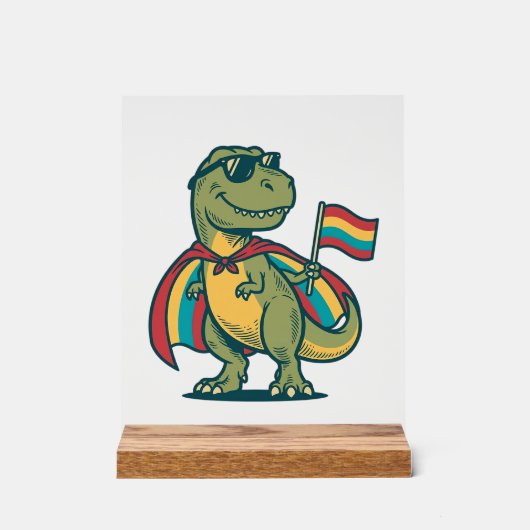 Schattige Pride Dinosaur Vector T-shirt Ontwerp_1 Acryl Bord (Voorkant)