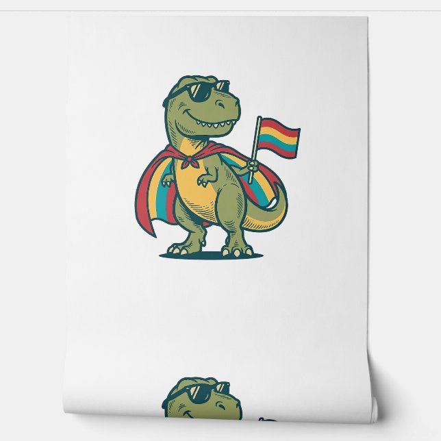 Schattige Pride Dinosaur Vector T-shirt Ontwerp_1 Behang (Afrollen)