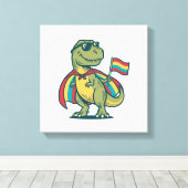 Schattige Pride Dinosaur Vector T-shirt Ontwerp_1 Canvas Afdruk (Insitu (Houten vloer))