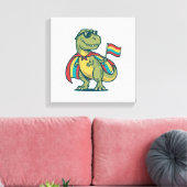 Schattige Pride Dinosaur Vector T-shirt Ontwerp_1 Canvas Afdruk (Insitu (Woonkamer))