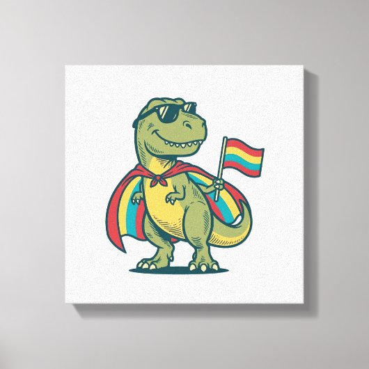 Schattige Pride Dinosaur Vector T-shirt Ontwerp_1 Canvas Afdruk (Voorkant)