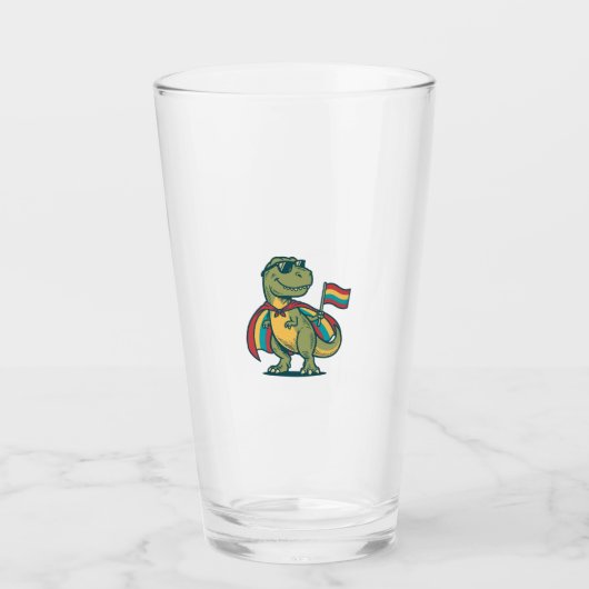 Schattige Pride Dinosaur Vector T-shirt Ontwerp_1 Glas (Voorkant)