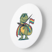 Schattige Pride Dinosaur Vector T-shirt Ontwerp_1 Grote Klok (Hoek)