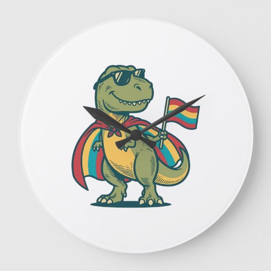 Schattige Pride Dinosaur Vector T-shirt Ontwerp_1 Grote Klok (Voorkant)