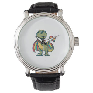 Schattige Pride Dinosaur Vector T-shirt Ontwerp_1 Horloge