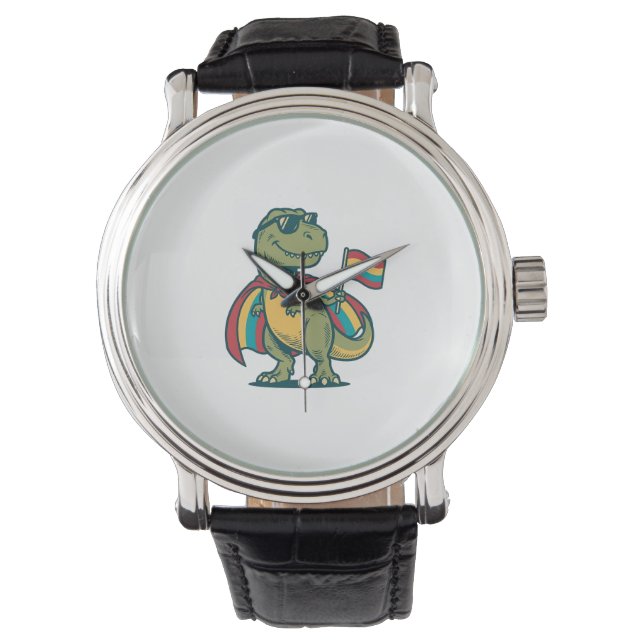 Schattige Pride Dinosaur Vector T-shirt Ontwerp_1 Horloge (Voorkant)
