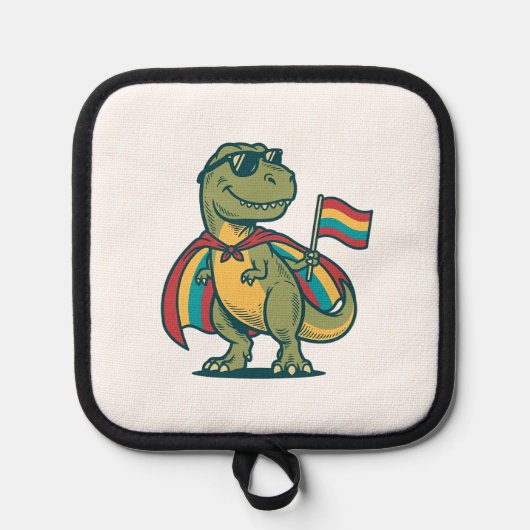 Schattige Pride Dinosaur Vector T-shirt Ontwerp_1 Pannenlap (Voorkant)