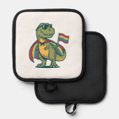 Schattige Pride Dinosaur Vector T-shirt Ontwerp_1 Pannenlap (Voorkant / Achterkant)